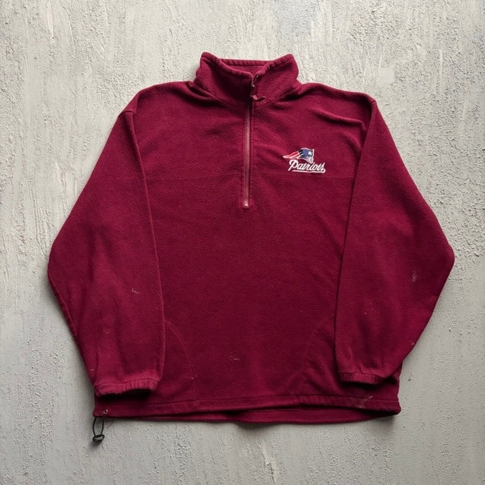 Vintage New England Patriots Fleece Large Maroon 1990s 1/4 Zip NFL